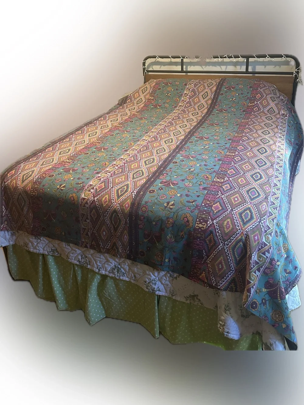 Multicolor Floral and Diamond Pattern duvet cover.  - Turquoise & Plum NWOT!